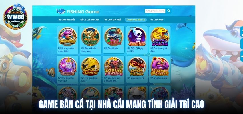 Game bắn cá tại nhà cái mang tính giải trí cao