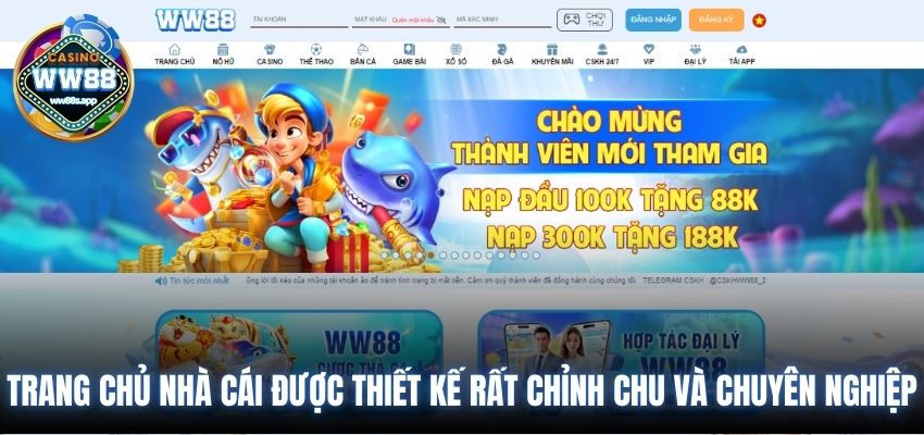 Trang chủ nhà cái được thiết kế rất chỉnh chu và chuyên nghiệp